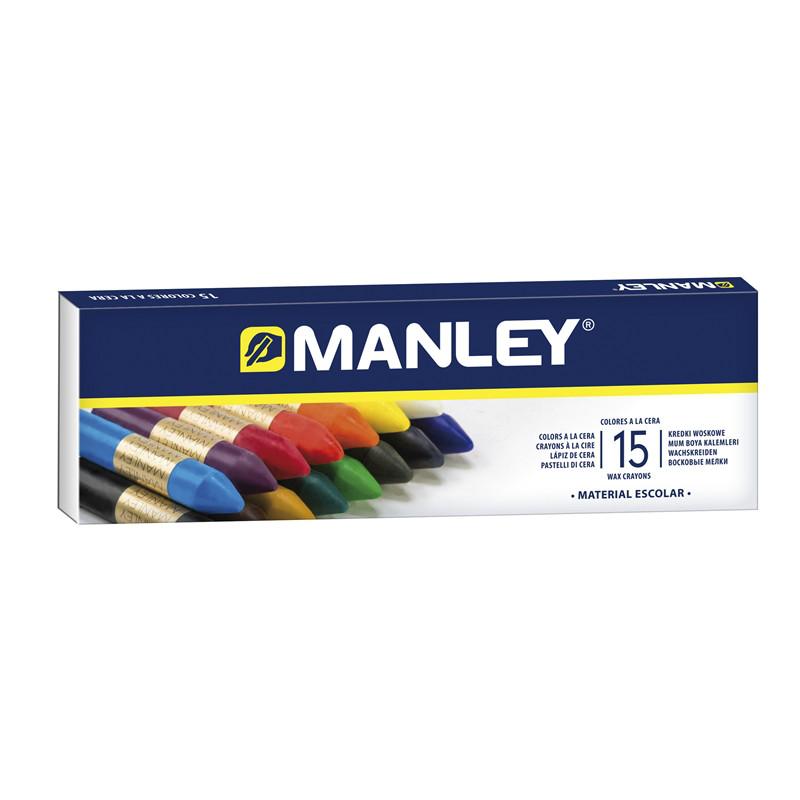 LAPICES CERA MANLEY -CAJA DE 15 COLORES