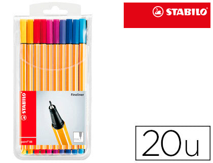 ROTULADOR STABILO PUNTA DE FIBRA POINT 88 ESTUCHE DE 20 COLORES