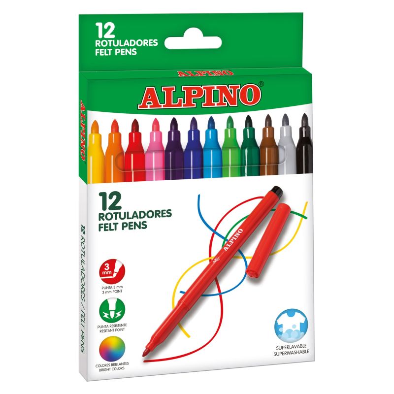 ROTULADOR ALPINO PUNTA FINA 12 COLORES