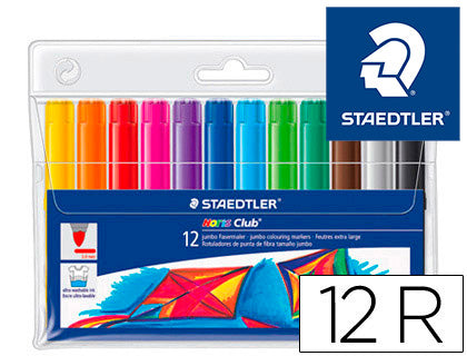 ROTULADOR STAEDTLER COLOR JUMBO TRAZO 3 MM -ESTUCHE DE 12 COLORES