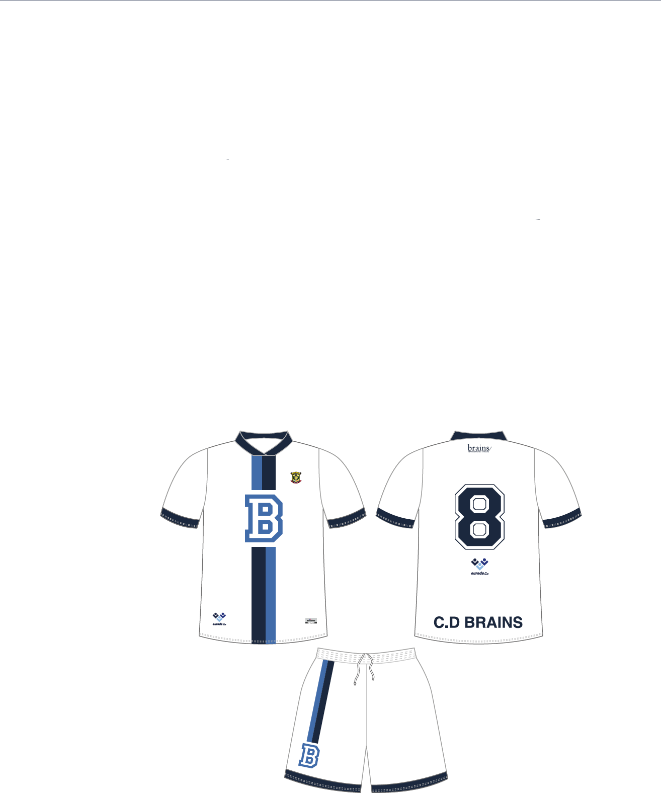 EQUIPACIÓN CLUB DEPORTIVO BRAINS FÚTBOL BLANCO