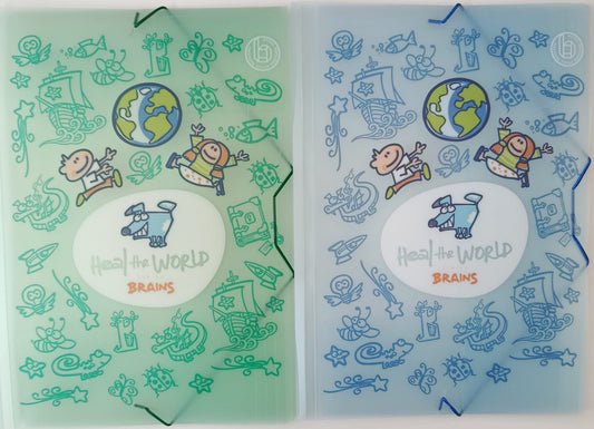 CARPETA DE GOMAS DE PLÁSTICO VERDE-AZUL BRAINS