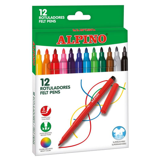ROTULADOR ALPINO PUNTA FINA 12 COLORES