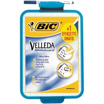 Pizarra blanca BIC doble + marcador Velleda y borrador con clip 19 x 26